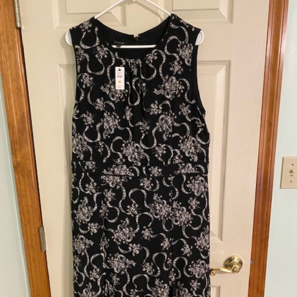 Talbots Black Print Sleeveless Dress Womens Size 16